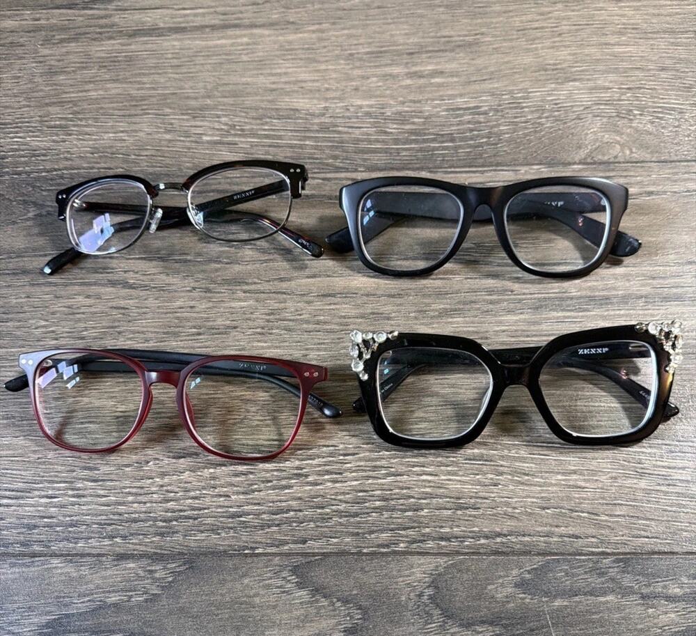 Zenni Optical Eyeglass Frames Lot of 4 Preppy Minimalist Unisex Rx Glasses Set